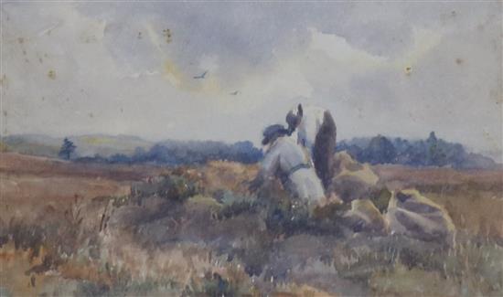 Lilian Stokes, watercolour, Gathering Sphagnum Moss 1916, inscribed verso, 13 x 21cm and a smaller unsigned watercolour